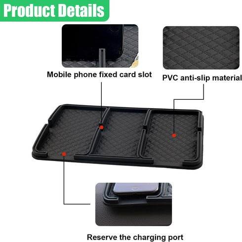 GAOLAOSY Car Dashboard Mat, Anti-Slip Auto Dash Tray, Strong Gripping Vehicle Smartphone Holder Pad, Multifunctional