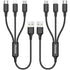 Puxnoin Multi Charging Cable, 2Pack Short 1FT Braided Universal 3 in 1 USB Cable with Type-C, Micro USB Connectors