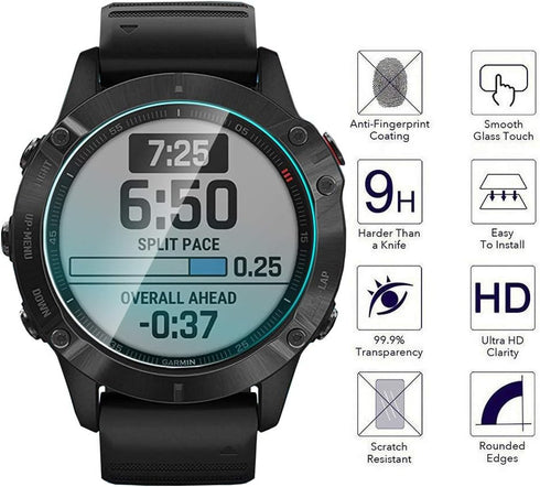 Orzero (3 Pack) Screen Protector for Garmin Fenix 6/6 Sapphire / 6 Pro / 6 Pro Solar - Tempered Glass