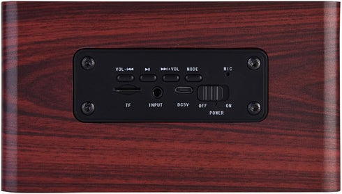 PUSOKEI Mini Bluetooth 4.2 Speaker, Wooden Stereo Loudspeakers, Portable Rechargeable Music Speakers with 3.5mm Input