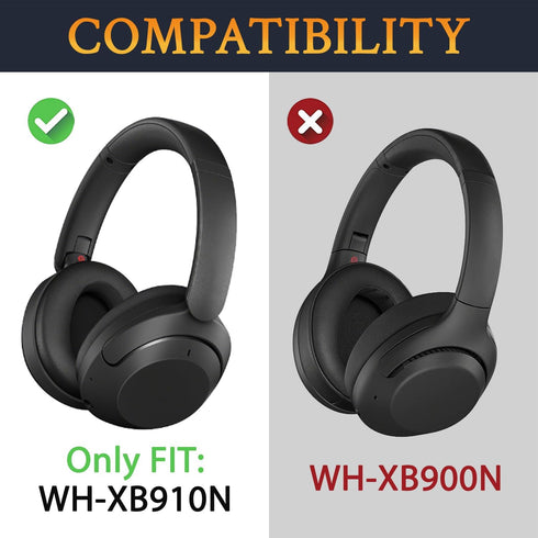 SOULWIT Earpads Cushions Replacement for Sony WH-XB910 XB910N Extra Bass Noise Cancelling Headphones, for Sony WHXB910N Wireless Headset, Ear Pads with Noise Isolation Foam - XB910 CG Black