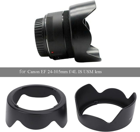 Camera Lens for Canon 2PCS EW-83H Plastic Camera Mount Lens Hood Fit for Canon EF 24-105mm f/4L is USM LensBlack