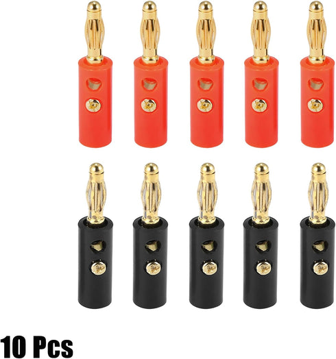 X AUTOHAUX 10pcs Banana Plugs 4mm Speaker Wire Connector, Open Screw Type for Car Speaker Wire