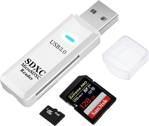 USB3.0 SD/TF Card Reader, High-Speed Dual Slot OTG Memory Card Adapter for Micro SD/SD/SDXC, Compatible with MacBook