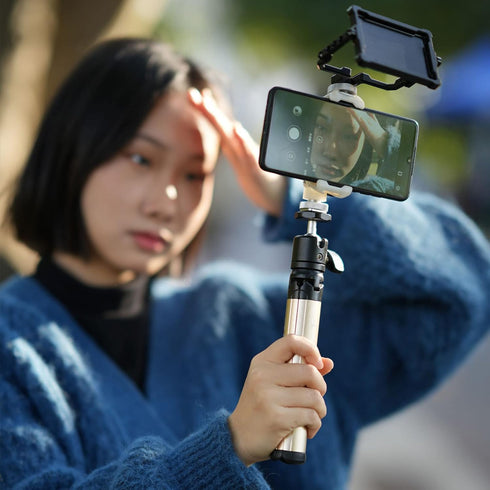 NICEYRIG Vlog Selfie Mirror Camera/Phone Mount, 360° Flip Screen Mirror for TikTok YouTube Live