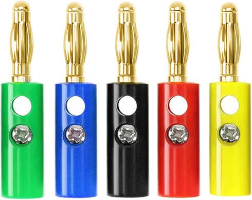 Oiyagai 20pcs Audio Speaker Wire Cable Banana Plugs, Screw Type Connectors 4mm (Gold-Plated)