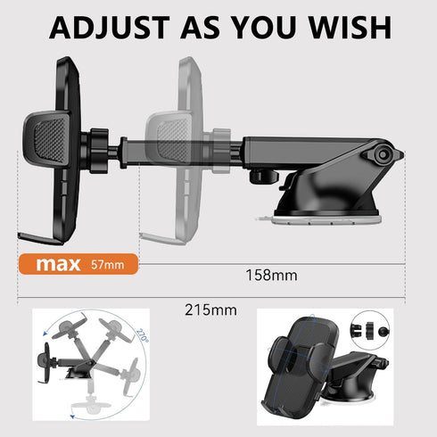 Car Phone Holder for Windshield Dashboard Air Vent, Universal Hands-Free Cell Phone Holder for iPhone Samsung (Black)