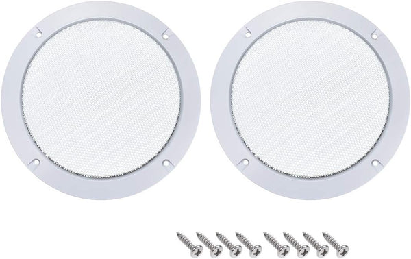 uxcell 2pcs 5" Mounting Hole Diagonal Distance Speaker Grill Mesh Decorative Circle Woofer Guard Cover, White