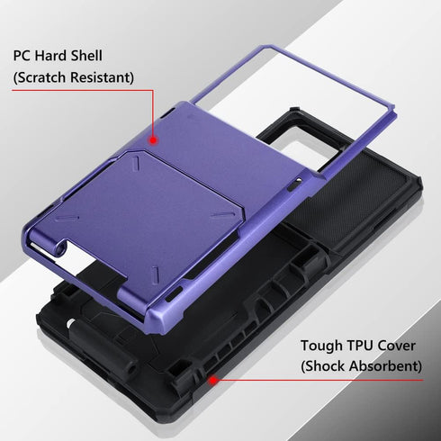 Samsung Galaxy S22 Ultra Wallet Case, Purple Shockproof Cover with 4-Card Holder Slot, Heavy Duty Protection