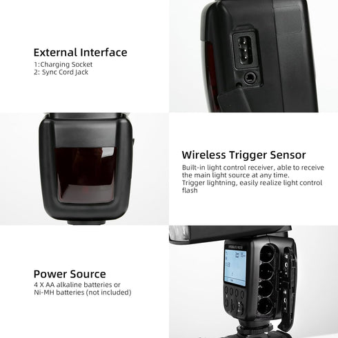 PHOTOOLEX LCD Camera Flash Speedlite for Canon Nikon Sony Panasonic Olympus Fujifilm Pentax and Other SLR Cameras