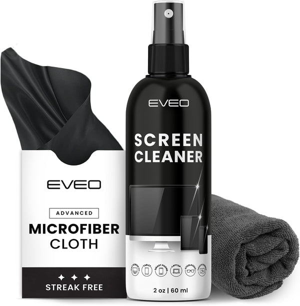 EVEO Screen Cleaner Spray and Wipe - TV screen cleaner spray and 2