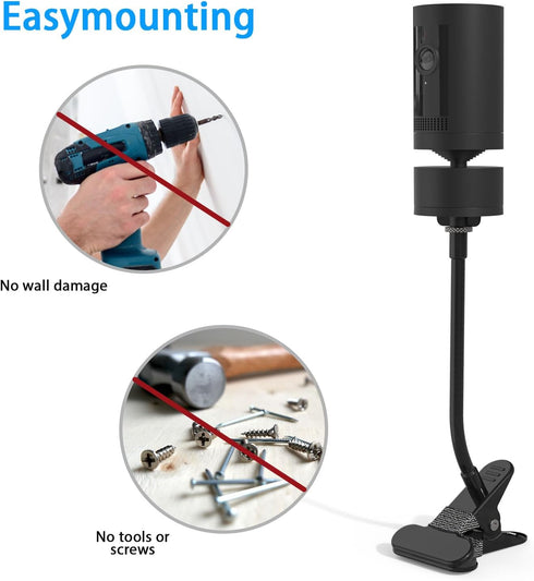 HOLACA Baby Monitor Mount, Flexible Twist Stand for Pan-Tilt Mount with 1/4 Threaded Hole, Clip Mount, Black