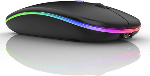 Bluetooth Mouse for iPad, MacBook Air/Pro, iMac Pro, Rechargeable (BT5.2+BT3.0+2.4GHz/USB C Adapter) (LED Black)