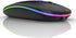 Bluetooth Mouse for iPad, MacBook Air/Pro, iMac Pro, Rechargeable (BT5.2+BT3.0+2.4GHz/USB C Adapter) (LED Black)