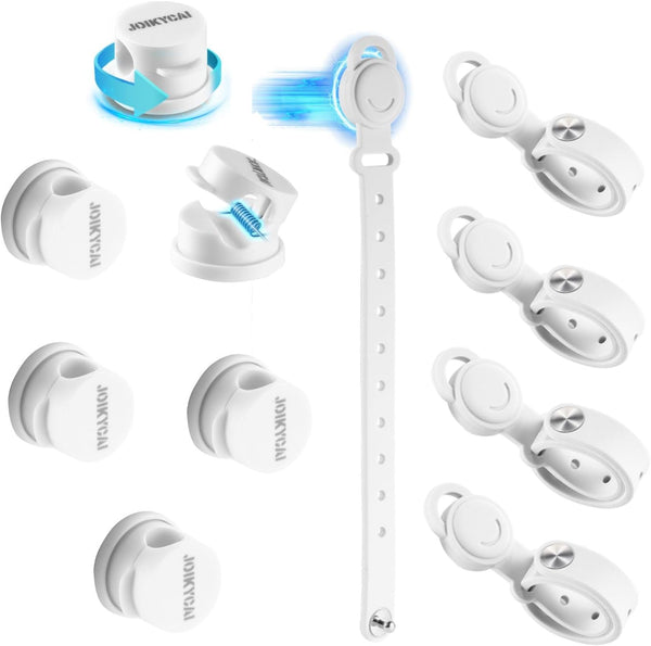 JOIKYCAI 6 Rotated Spring Desktop Cord Organizer 5 Magnetic Cable Clip Tie Desk