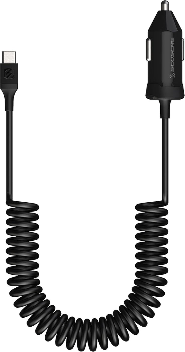 Scosche CPDC203 PowerVolt 20-Watt USB Type-C Power Delivery 3.0 Fast Car Charger with 3-Foot Coiled Cable