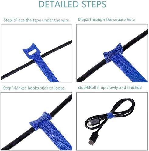 Reusable Fastening Cable Ties, 6 in Cable Management Ties, 100 pcs Adjustable Cord Organizer for Home Office