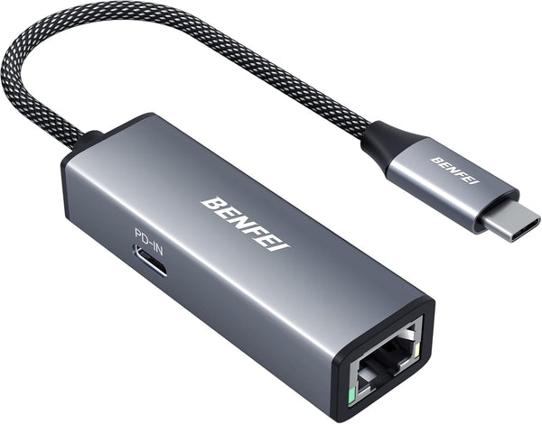 BENFEI USB-C to Ethernet Gigabit Adapter with 100W Power Delivery, Thunderbolt 3/4 to RJ45 Ethernet LAN Adapter for