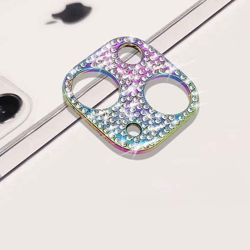 Omorro for iPhone 14 Bling Camera Lens Cover Protector, 3D Glitter Crystal Diamond Rhinestone Anti-Scratch Shining Dots Metal Protective Decoration Sticker Protector Film Colorful (2 Pack)