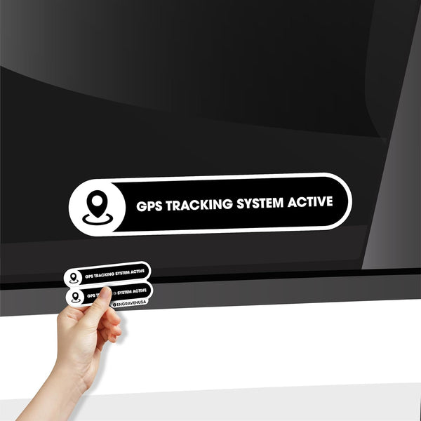 Small 2 Pack GPS Tracking System Stickers | GPS Active Sign for