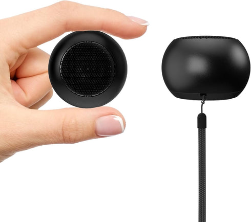SEVENKA 2 Bluetooth Mini Speakers, 3W Portable Wireless Speaker with Lanyard, Water Resistant, Rechargeable (Black)