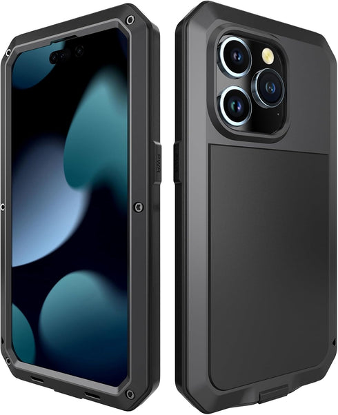 Marrkey iPhone 15 Pro Max Case, 360 Full Body Protective Heavy Duty Shockproof Aluminum Alloy with Screen Protector