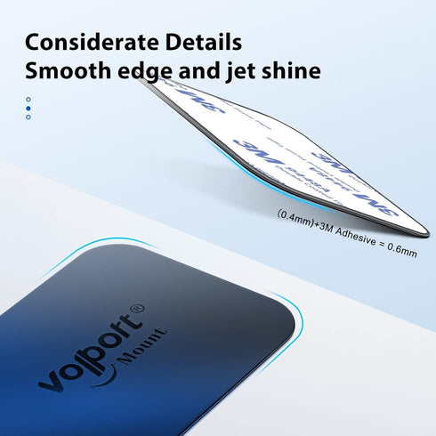 volport Rectangle Metal Plate for Phone Magnet, Magicplate Replacement Disc with 3M Adhesive Backing Sticker for