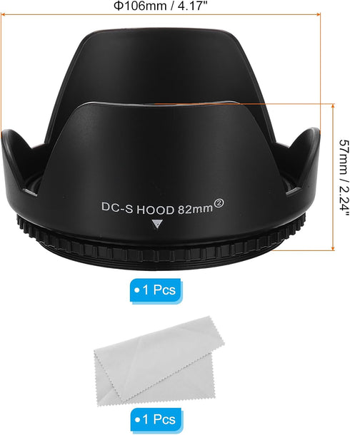 PATIKIL 82mm Camera Lens Hood, Reversible Flower Lens Hood Protector with Cloth for Anti-Reflection Blocks Excess Sunlight Enhance Photography for Nikon, for Fujifilm, for Pentax