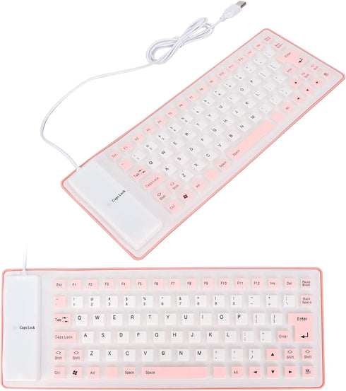Silicone Keyboard, Foldable Flexible USB Wired Gaming Keyboard, 85 Keys, Fully Sealed Design, Waterproof, Dustproof