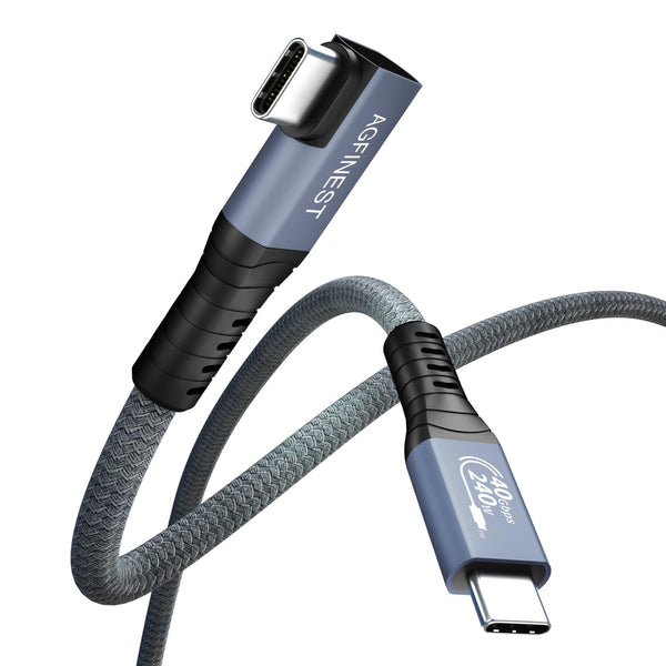 Certified USB4 Cable Right Angle 1.6ft (40Gbps, 240W, 8K Video), Compatible with Thunderbolt 4 USB C Devices