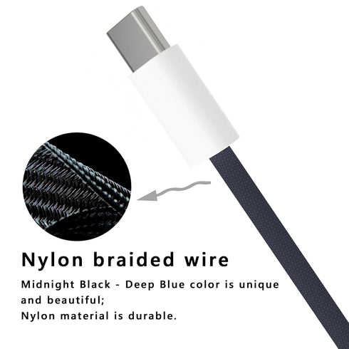 Type C to Magnetic Charging Cable, Compatible with MagSafe 3 and MacBook 2012-2023, 2M, Midnight Black