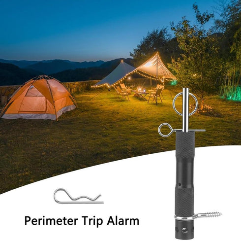 1Pc Perimeter Trip Alarm Black, Early Warning Security System Camping Trip Wire Alarm Device for Camping Hiking and Property Safety
