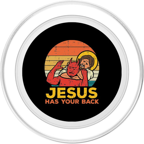 Jesus Has Your Back PopSockets MagSafe PopGrip for iPhone - Jiu Jitsu Retro Christian