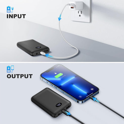 FERNIDA 10000mAh Pack 7.4V 5V/9V/12V Battery for DC Heated Vest, Pants, Shirt, Power Bank Type-C in&Out with Digital
