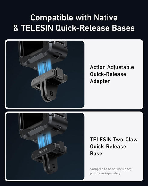 TELESIN 6 1/4" Aluminum Alloy Protective Frame Case for DJI Osmo Action Camera, Quick-Release Metal Rabbit Cage