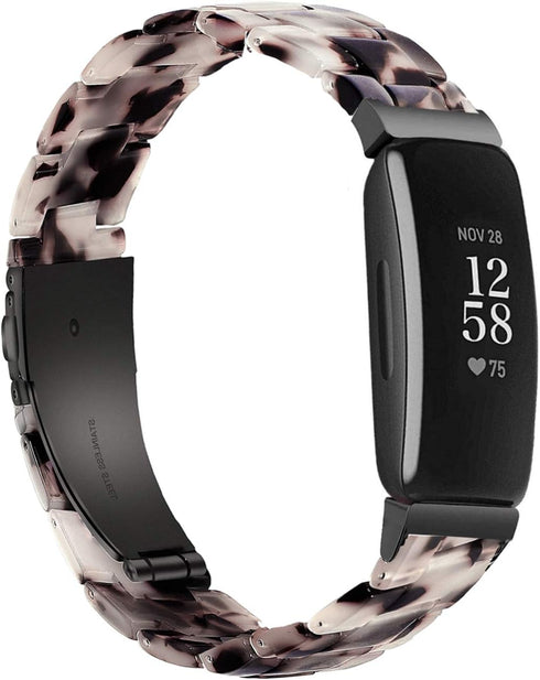 Wongeto Compatible with Fitbit Inspire 2 & Inspire/Inspire HR Bands for Women, Resin Wristband Strap (Flower Grey)
