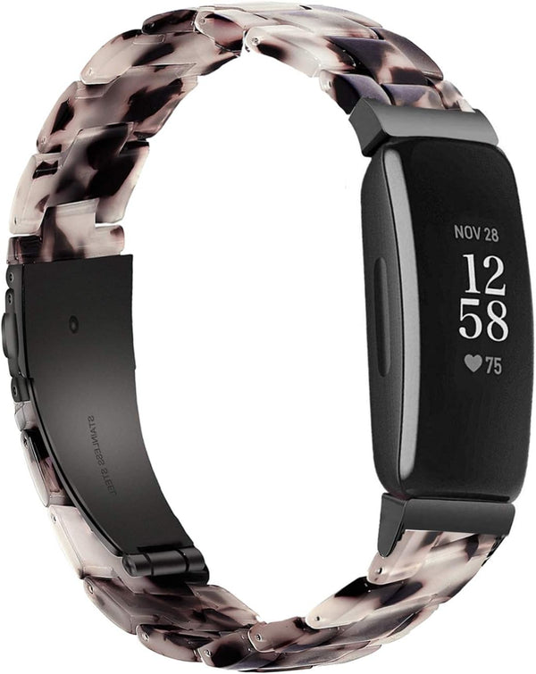 Wongeto Compatible with Fitbit Inspire 2 & Inspire/Inspire HR Bands for Women, Resin Wristband Strap (Flower Grey)