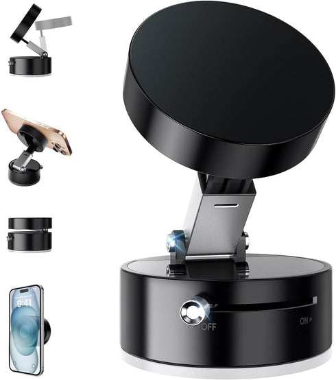 Belcompany Vacuum Magnetic Suction Phone Holder,2025 Upgraded Adjustable Suction Cup Car Phone Mount,Foldable