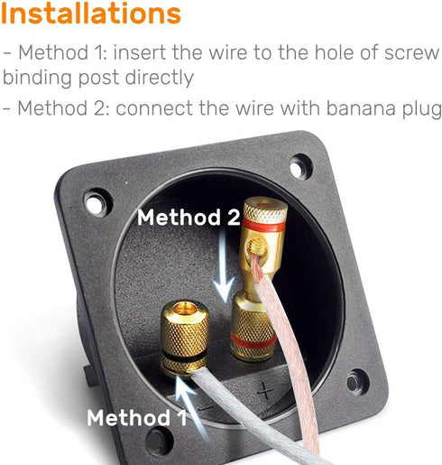 Kalevel 2pcs Speaker Box Terminal Cup Square with 2 Pair Banana Plugs, Screw Type Binding Post for 2-Way DIY Home Car