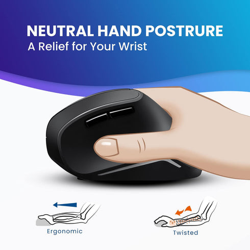 Perixx PERIMICE-715II Wireless Ergonomic Vertical Mouse - 2.4 G - 800/1200/1600 DPI - Right Handed Natural Ergonomic Vertical Design by Perixx