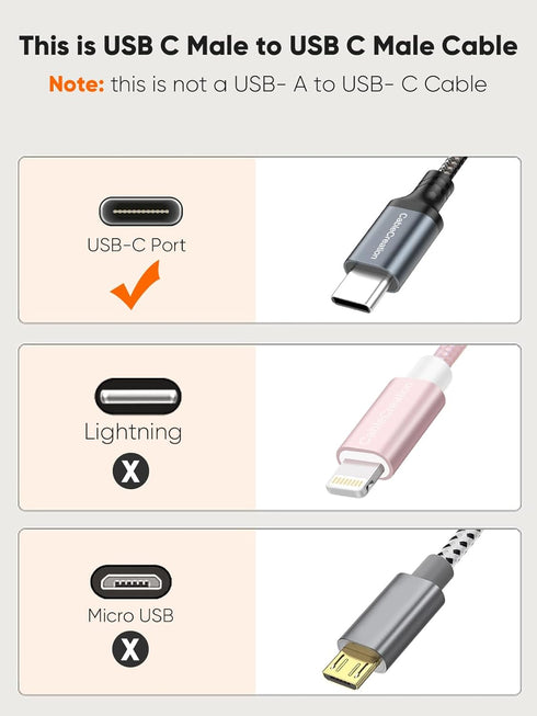 CableCreation Short USB C to USB C Cable 60W 0.5FT, USB Type C Fast Charging Cable Compatible with iPhone 15 Series, MacBook Pro, iPad Pro Air 4, Samsung Galaxy S24 S23+ S22 S21, Power Bank