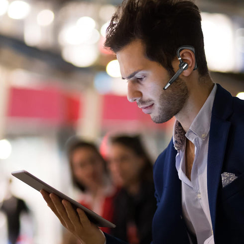 Bluetooth Headset V5.0 - Wireless Earpiece with 24Hrs HD Calling, CVC8.0 Dual Mic Noise Cancelling, Hands-Free for