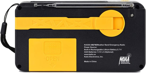 Kaito Voyager ECO Emergency Radio KA336 AM/FM NOAA Weather Alert, 5-Way Powered Solar Crank Radio Receiver