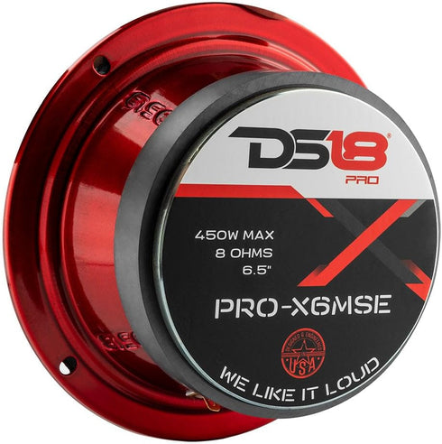 DS18 PRO-X6MSE Loudspeaker, 6.5" Midrange, 450W Max, 225W RMS, 8 Ohms, Premium Audio Door Speakers for Car or Truck