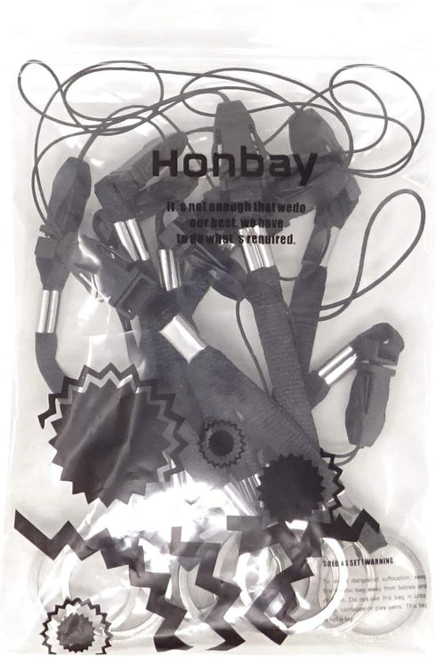 Honbay 10PCS Black Nylon Straps Lanyards - Detachable Buckle for Flashlight, Cell Phone, USB Drive, and More