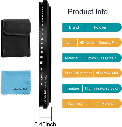 37mm ND Filter Slim Variable ND Neutral Density Filter for Canon Nikon Sony Pentax