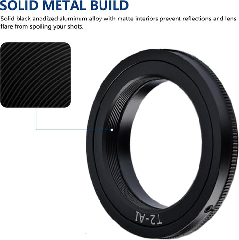 Lightdow T/T2 Mount Lens Adapter Ring for Nikon D5500 D3300 D3200 D5300 D3400 D7200 D750 D3500 D7500 D500 D600