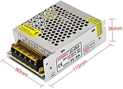 Velain 5V 5A Supply,25W Power Universal Regulated Switching Power Converter Adapter Transformer for LED Strip