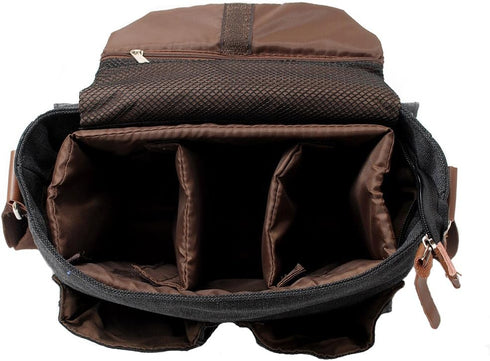 Peacechaos Vintage Canvas Leather Trim DSLR SLR Shockproof Camera Shoulder Messenger Bag