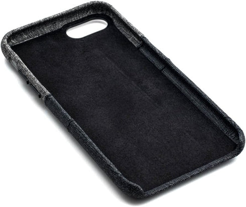 Dockem Wallet Card Case for iPhone SE 3 (2022), SE 2 (2020) & iPhone 8/7, Canvas Style Synthetic Leather, Luxe Black &